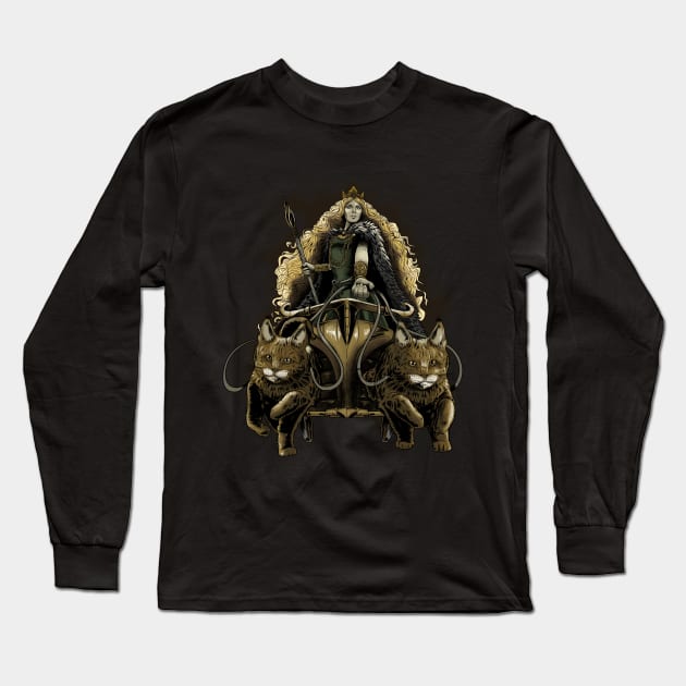 Freya - Medieval Viking Mythology - Norse Paganism Long Sleeve T-Shirt by Styr Designs